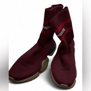 Vetements x Reebok Sock Trainers Men’s Size 9 Burgundy Knit Sneakers